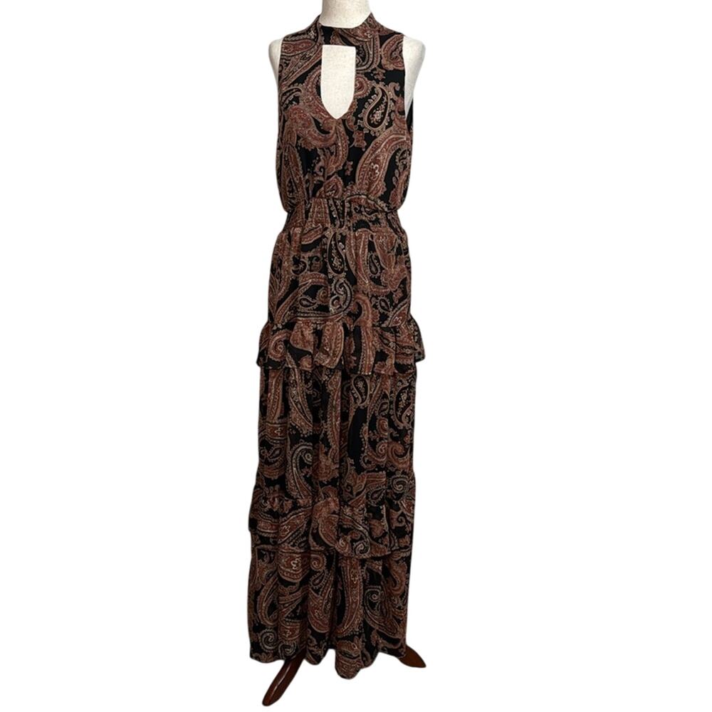 DRESS FORUM Women's Rustic Paisley Ruffled Halter Dress Size S - Picture 2 of 8